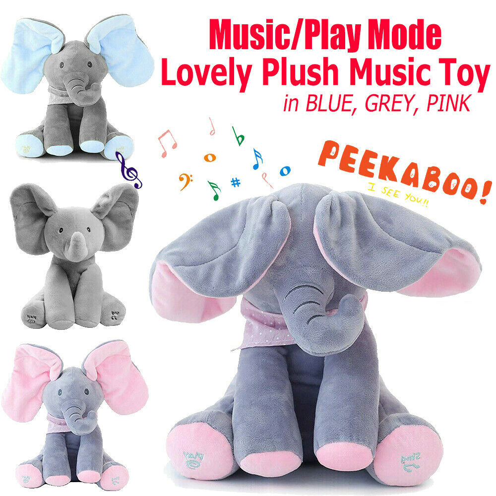 Elephant Toys Will Sing with Music Elephant Cover Eyes Baby Elephant Doll Children Accompanying Toy Plush Toy Peekaboo Elephant